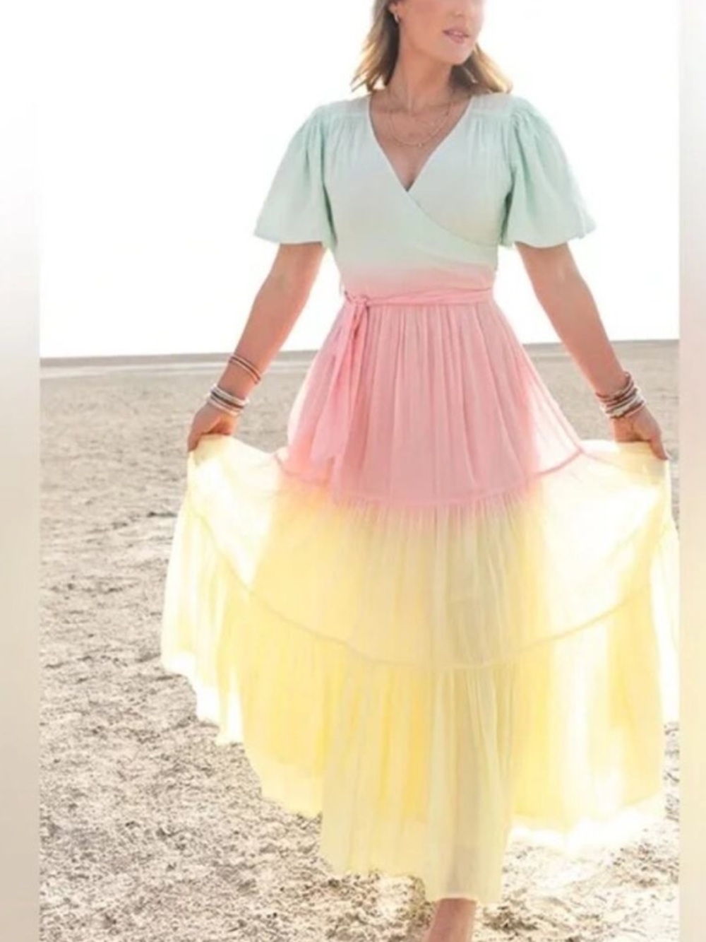 Ivy City Co Pastel Ombre “Sunrise” Maxi Dress in XS